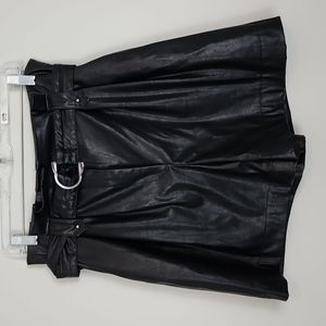 Zara Black Faux Leather High Rise Shorts with Self-Fabric Belt